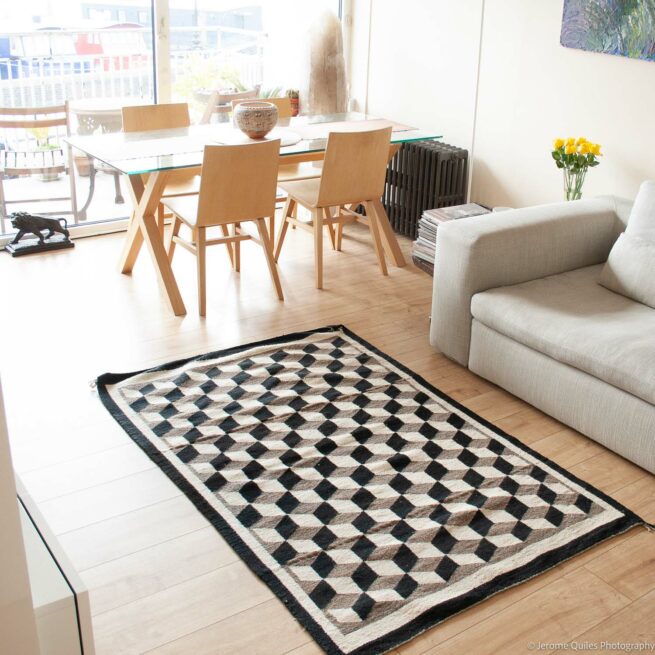 1940’s Black White Optical Rug