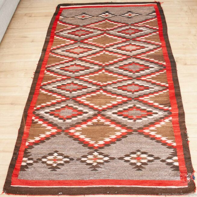 1940s Navajo Carpet Pink Diamond Dazzler - Image 4