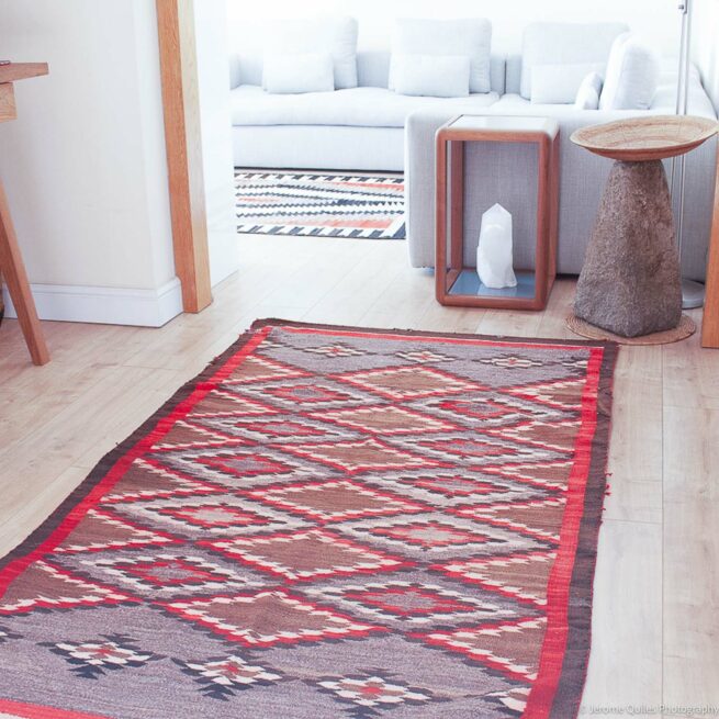 1940s Navajo Carpet Pink Diamond Dazzler - Image 2