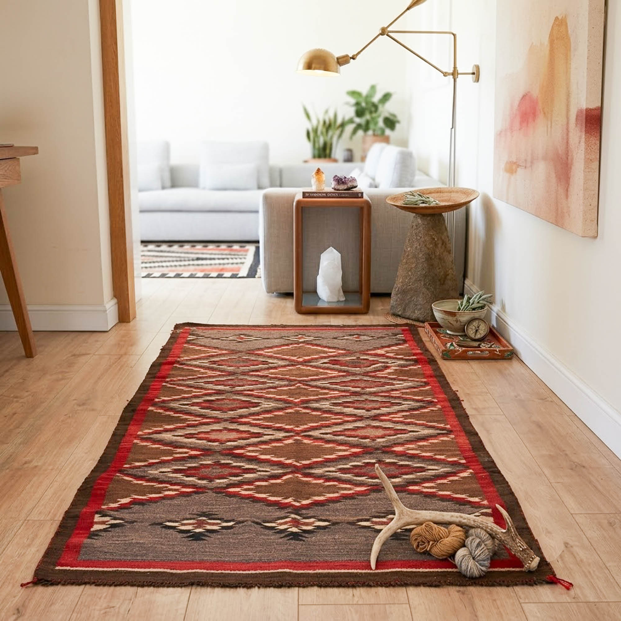 1940s Navajo Carpet Pink Diamond Dazzler - Image 4