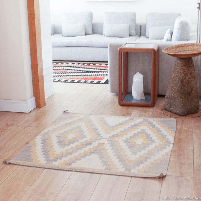 1950’s Navajo Grey Yellow Square Rug