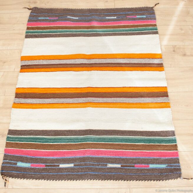 1970s Handwoven Vintage Navajo Carpet - Image 3