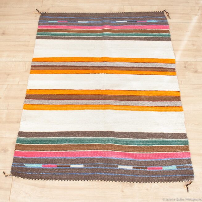1970s Handwoven Vintage Navajo Carpet - Image 2