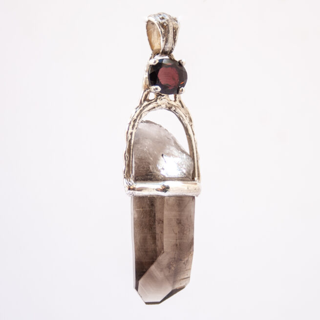 Smoky Quartz Red Garnet Pendant - Image 2