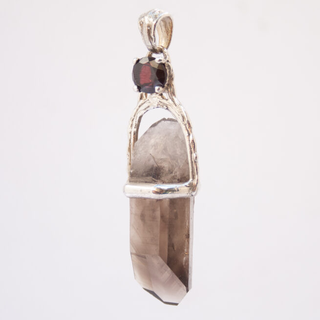 Smoky Quartz Red Garnet Pendant - Image 3