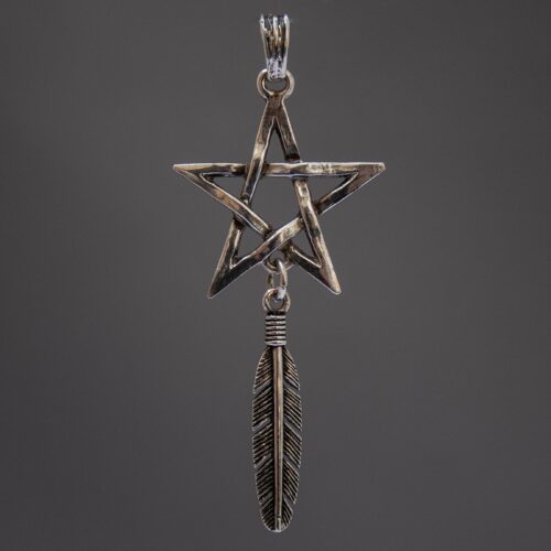 Sterling Silver Feather Pentacle Pendant