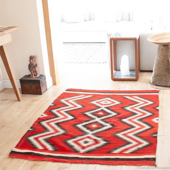 1890’s Antique Red Navajo Rug Merino Wool