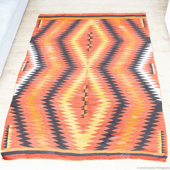 1900s Large Orange Area Navajo Rug - Image 4