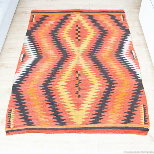 1900s Large Orange Area Navajo Rug - Image 3