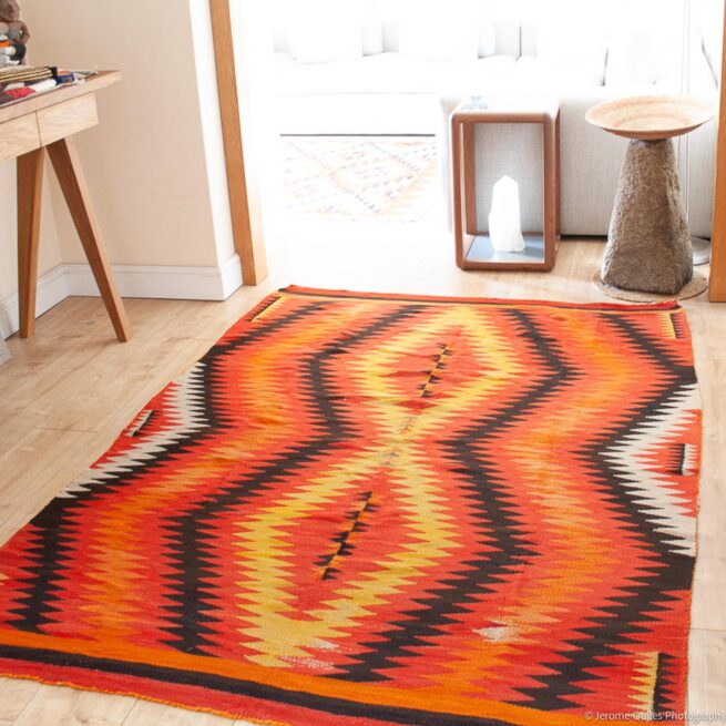 1900s Large Orange Area Navajo Rug - Image 2