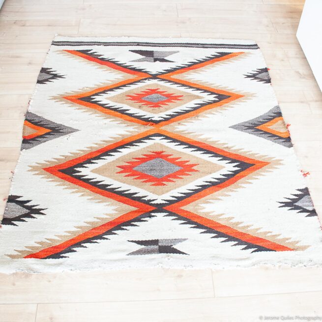 Tapis Amérindien Blanc Orange Années 1930 – Image 5