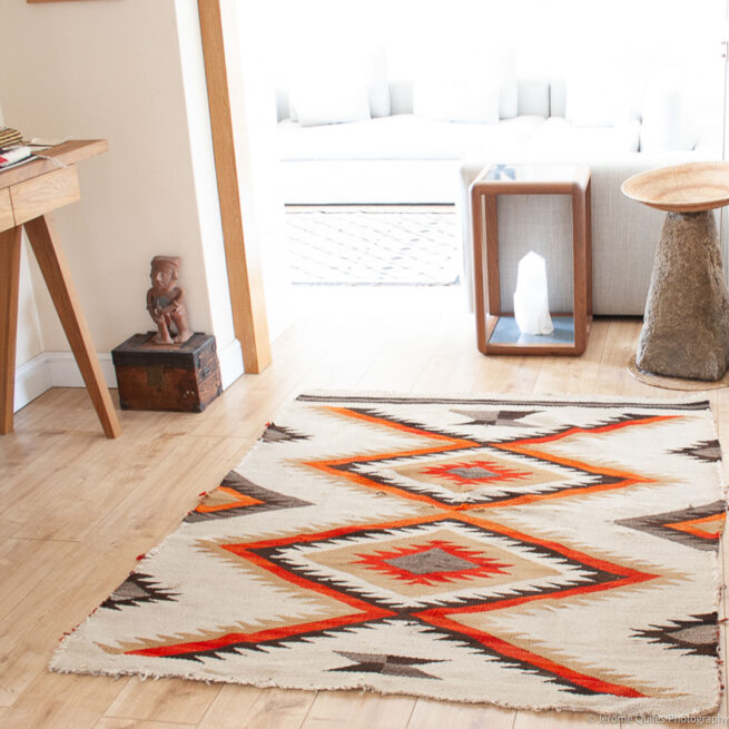 Tapis Amérindien Blanc Orange Années 1930 – Image 2