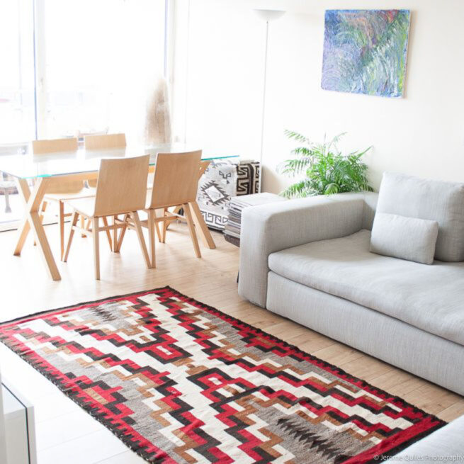 1930’s Red Brown White Black Navajo Rug