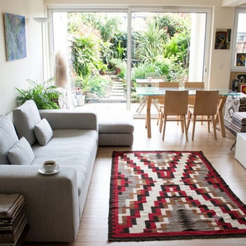1930s Red Brown White Black Navajo Rug