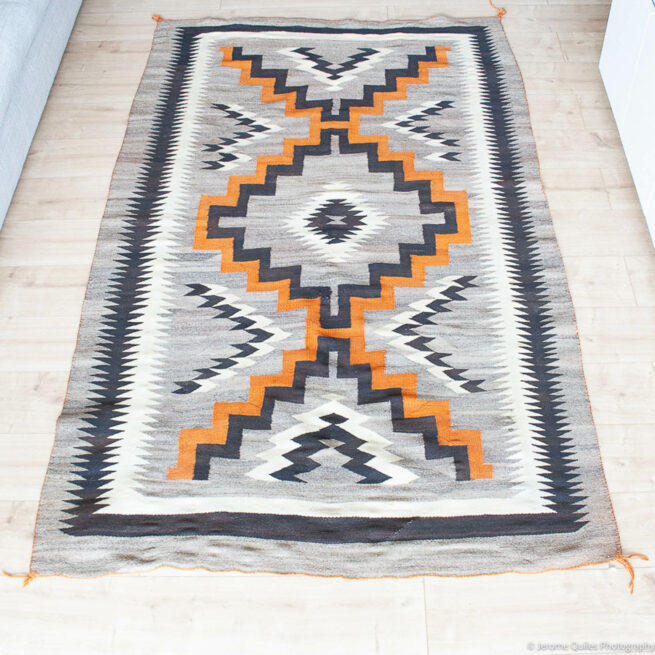 1930s Santa Fe Orange Navajo Rug - Image 4