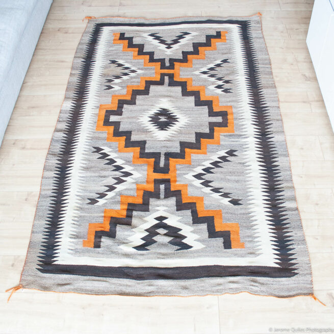 1930s Santa Fe Orange Navajo Rug - Image 3