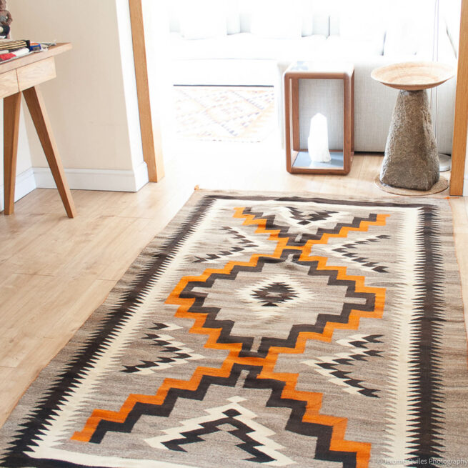 1930s Santa Fe Orange Navajo Rug - Image 2