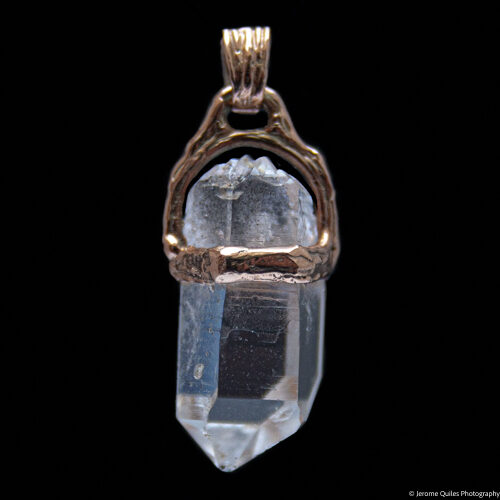 Petit Pendentif Or Pointe de Quartz Brut