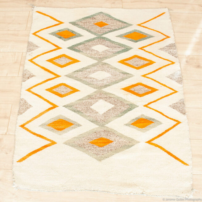 Tapis Navajo Blanc Orange Vert Années 1915 – Image 3