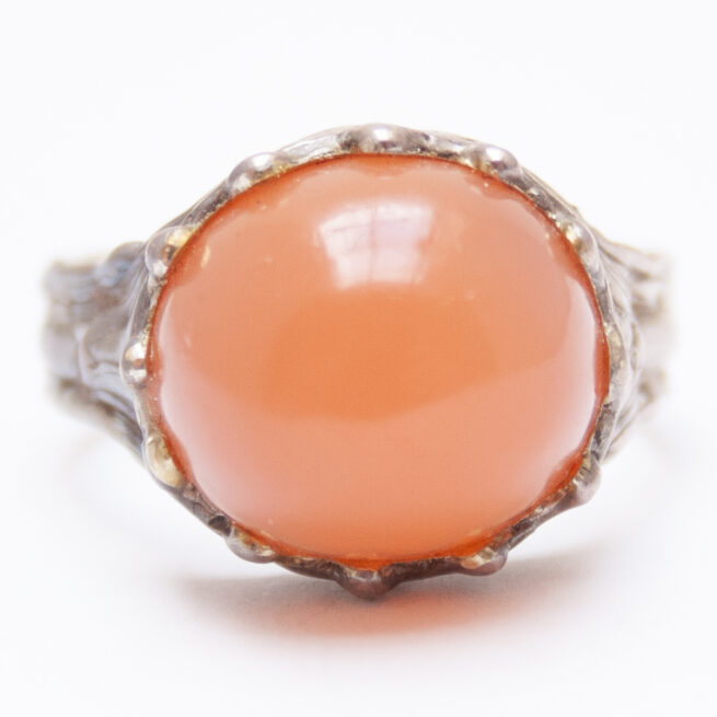 Bague Argent Pierre de Lune Orange