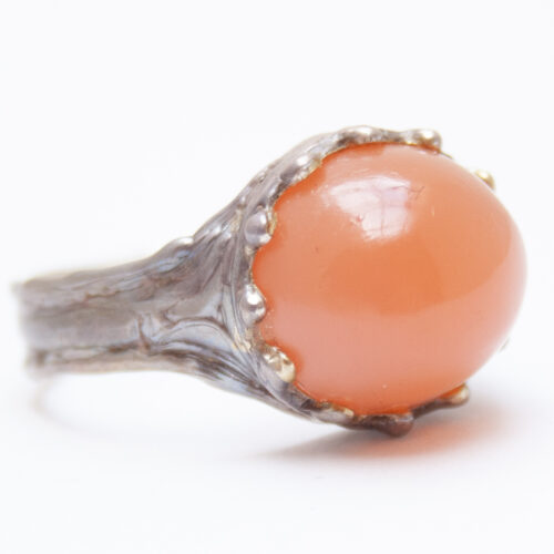 Bague Argent Pierre de Lune Orange