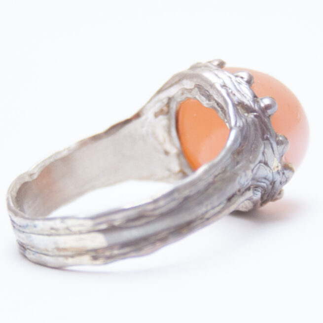 Bague Argent Pierre de Lune Orange – Image 4