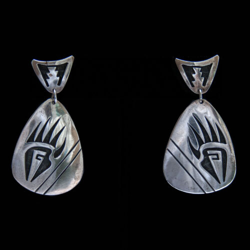 Silver Bear Paw Hopi Earrings