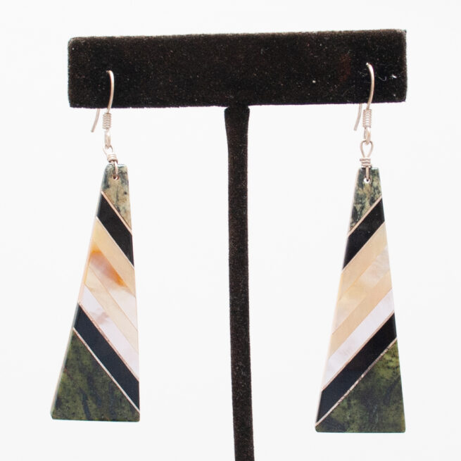 Green Black White Earrings