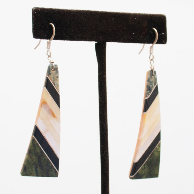 Green Black White Earrings - Image 2
