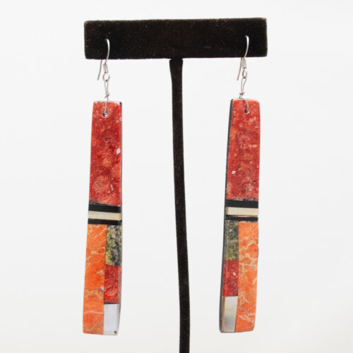 Longues Boucles d'Oreilles Oranges Plates