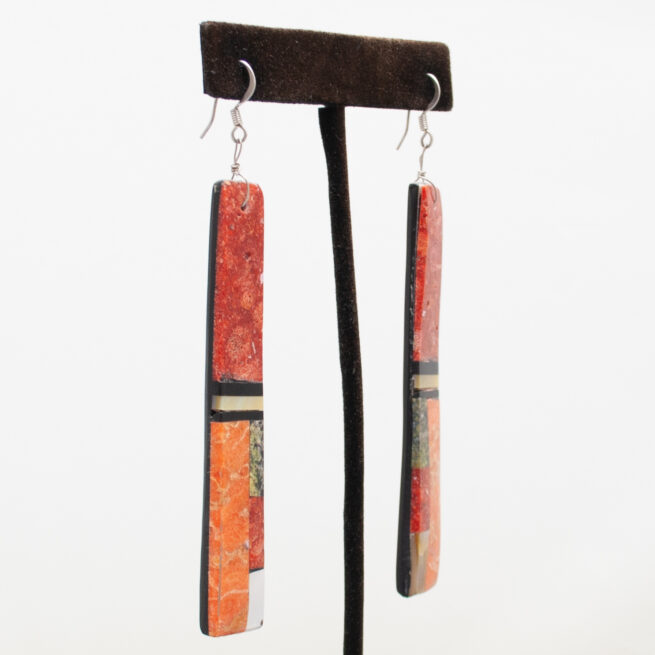 Multicolour Orange Slab Earrings - Image 2