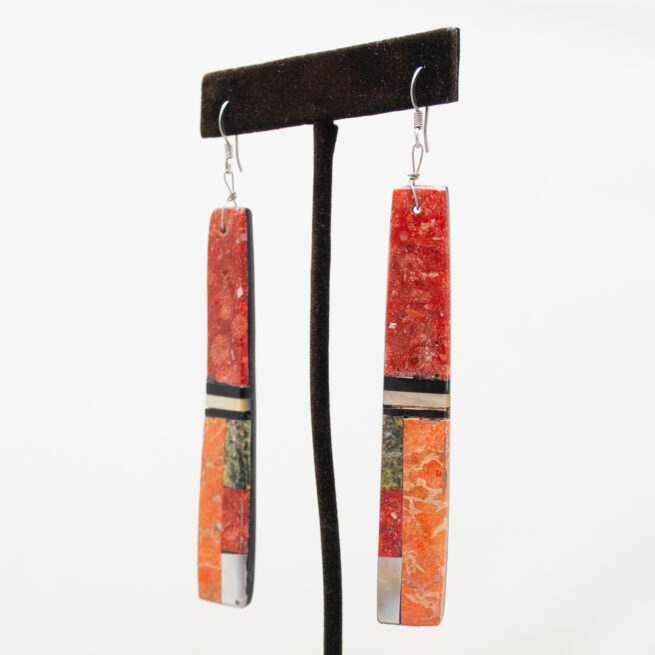 Longues Boucles d'Oreilles Oranges Plates