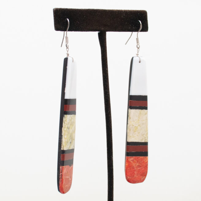 Boucles d'Oreilles Blanches Vertes Oranges Noires – Image 2
