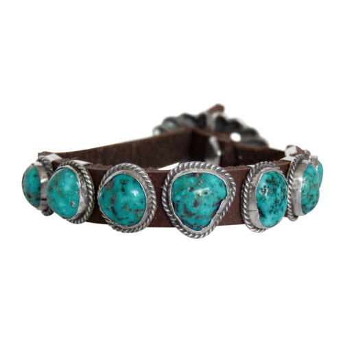 Native American Leather Turquoise Bracelet