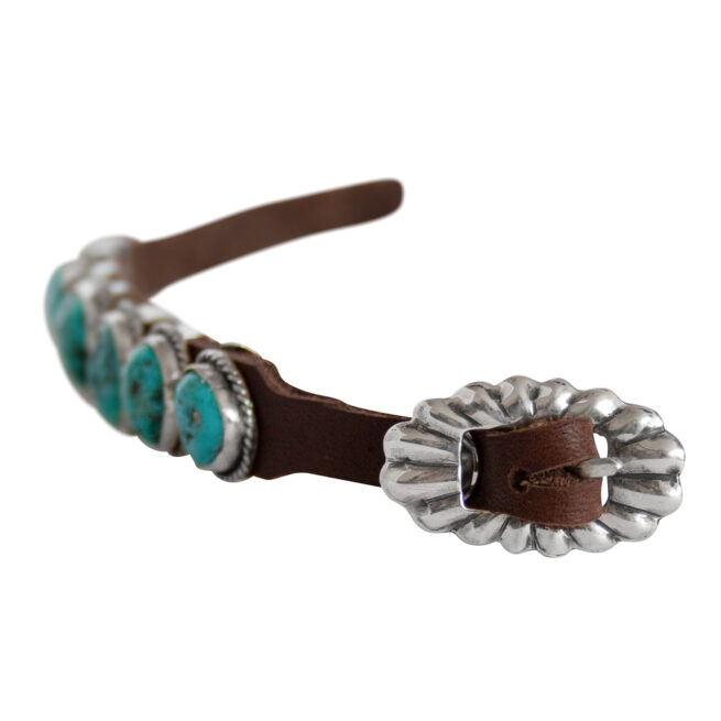 Native American Leather Turquoise Bracelet - Image 4