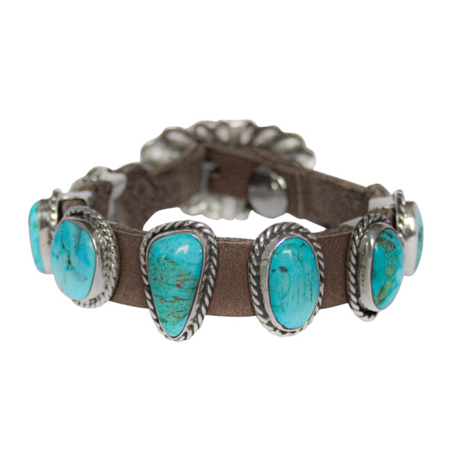 Native American Leather Turquoise Bracelet