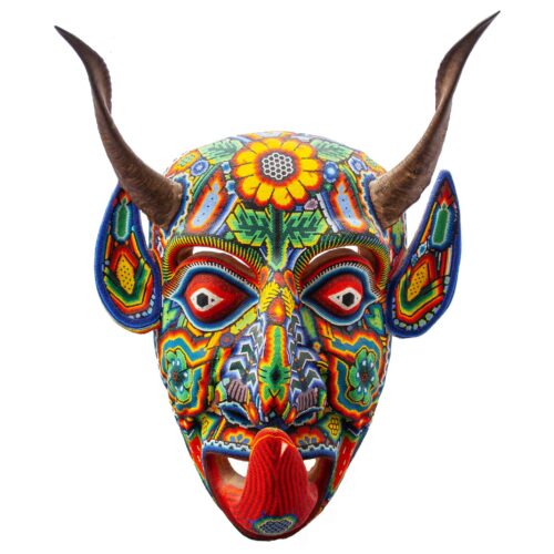 Large Horned Demon Huichol Beaded Sculpture