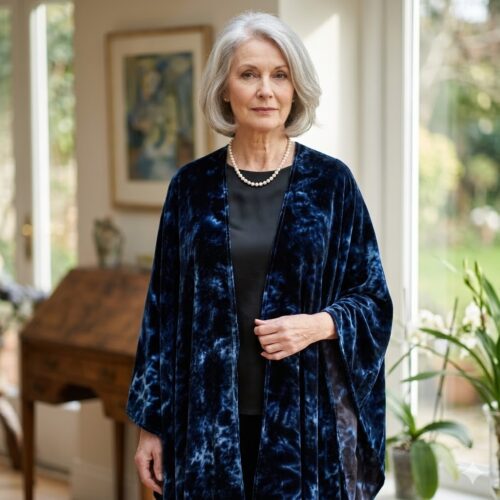 Midnight Blue Tie-Dye Shawl