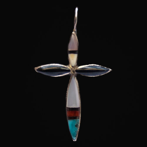 Pendentif Crucifix Multicolore Amérindien Zuni