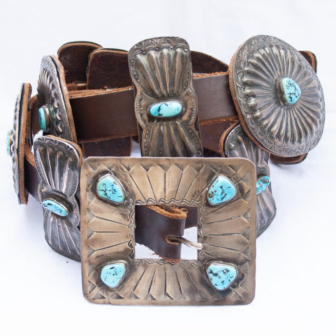 Native American Navajo turquoise concho belt by Billie Williams