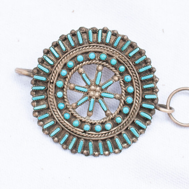 Native American turquoise concho belt by Alice Sam