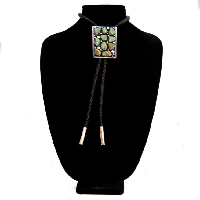 Philbert Nez Green Turquoise Navajo Bolo Tie