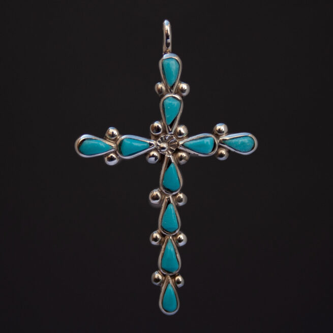 Crucifix Turquoise Amérindien Zuni