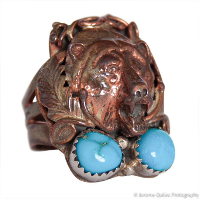 Copper Turquoise Bear Ring - Image 2