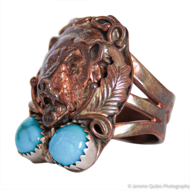 Copper Turquoise Bear Ring - Image 3