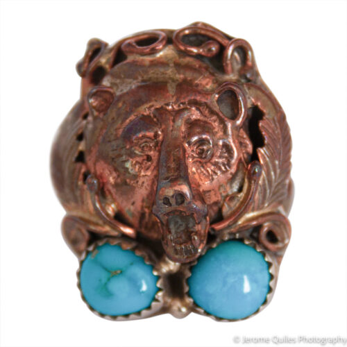 Copper Turquoise Bear Ring