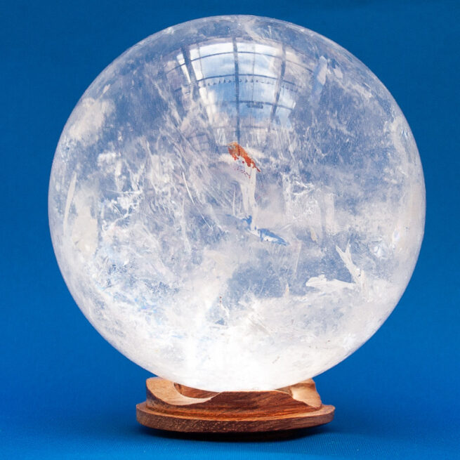 Clear Quartz Iron Crystal Ball