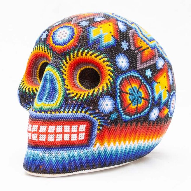 Crâne Perlage Multicolore Art Huichol – Image 3