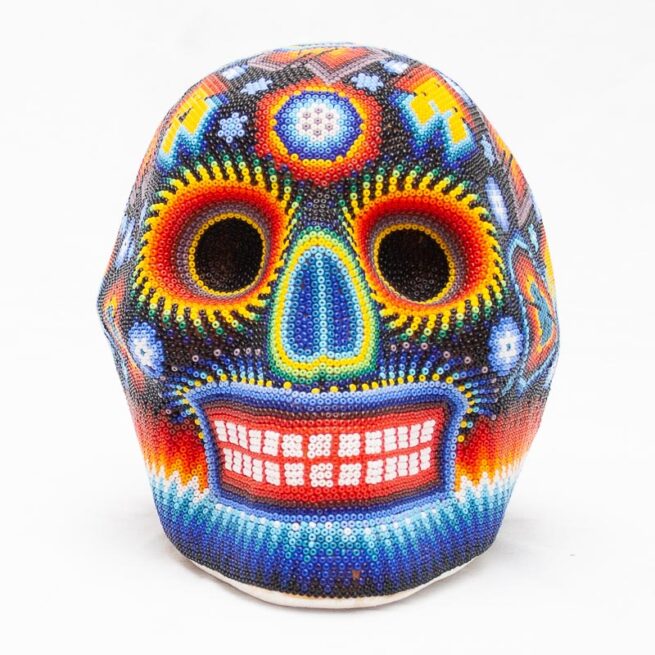 Crâne Perlage Multicolore Art Huichol – Image 2