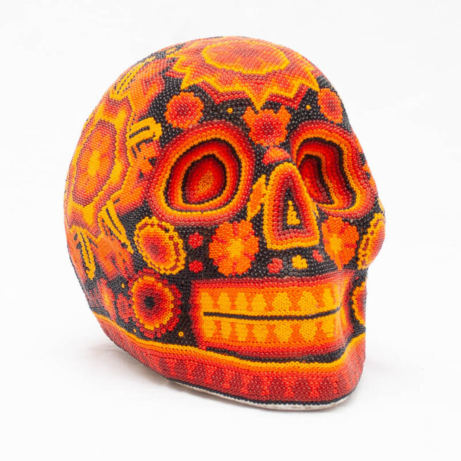 Crâne Perlage Orange Art Huichol – Image 9